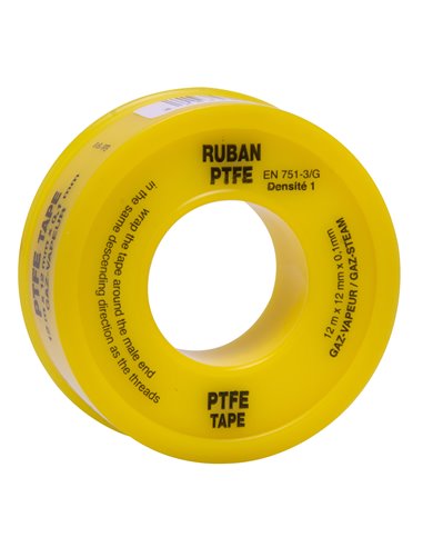 FUM tape for gas YELLOW 12mmX12mx0.1mm