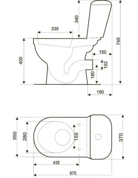 Cersanit WC kompaktpods ar vāku un slīpu izvadu MERIDA COMPACT 773