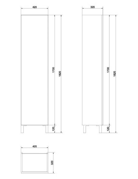 Шкаф-пенал Cersanit Smart ясень, серый, 40x170cm