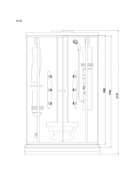 DUSCHY Tvaika dušas kabīne 6116, 103x103x217 cm