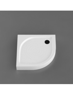 Shower tray 90x90R, semi-circular with legs and panel, stone mass