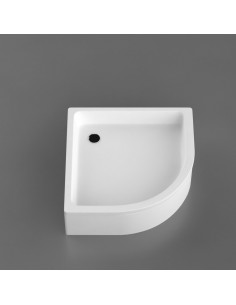 Shower tray 90x90R, semi-circular with legs and panel, stone mass