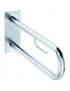 HELP Grab bar in U shape with TP holder 600 mm, stainless steel, brushed, with cover