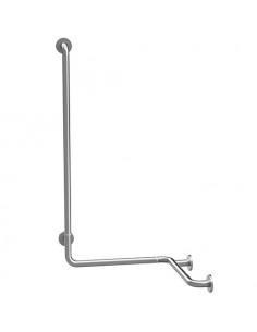 HELP Foldable shower grab bar with vertical support leftward, brushed with cover