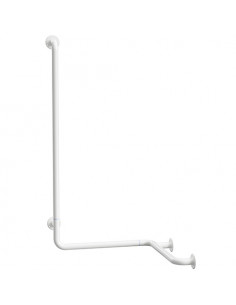 HELP Foldable shower grab bar with vertical support leftward, white