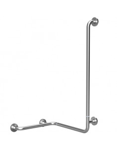 HELP Foldable shower grab bar with vertical support rightward, brushed with cover