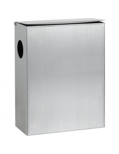 A waste bin with a dispenser for sanitary bags and a plastic container, stainless steel, matt