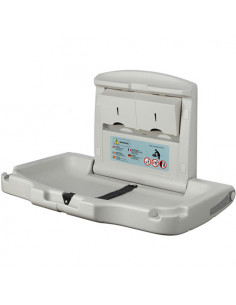 Wall mounted baby changing station, plastic, horizontal