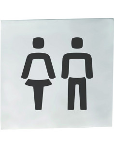 HOME Pictogram – Men and Ladies toilet, square, matt
