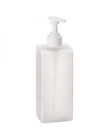 Square transparent plastic bottle with pump for soap dispenser, 500 ml
