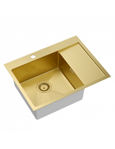 RUSSEL 116 1-bowl inset sink with drainer R10 + save space siphon PVD colour / gold