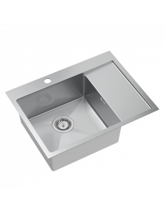 RUSSEL 116 1-bowl inset sink with drainer R10 left + save space siphon / brushed steel