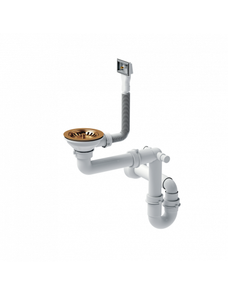 RUSSEL 111 1-bowl inset sink with drainer R10 + save space siphon PVD colour / copper