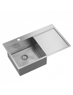 RUSSEL 111 1-bowl inset sink with drainer R10 left + save space siphon / brushed steel