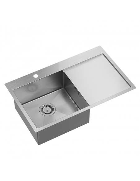 RUSSEL 111 1-bowl inset sink with drainer R10 left + save space siphon / brushed steel