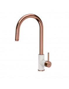 JENNIFER Pull out SteelQ, steel kitchen faucet PVD copper / white metallic