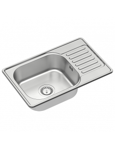 EDDIE 111 SteelQ satin 1-bowl inset sink with drainer + manual siphon