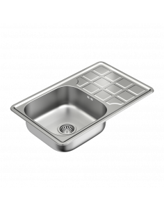 LOUIS 111 SteelQ satin 1-bowl inset sink with drainer + manual siphon