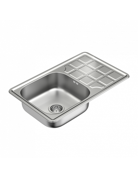 LOUIS 111 SteelQ satin 1-bowl inset sink with drainer + manual siphon