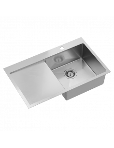 RUSSEL 111 1-bowl inset sink with drainer R10 right + save space siphon / brushed steel