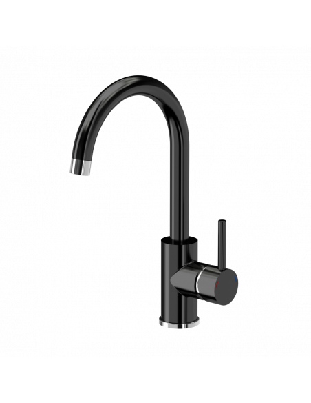 JACK 111 Fusion GlassQ black with kitchen faucet Naomi, plug and manual siphon