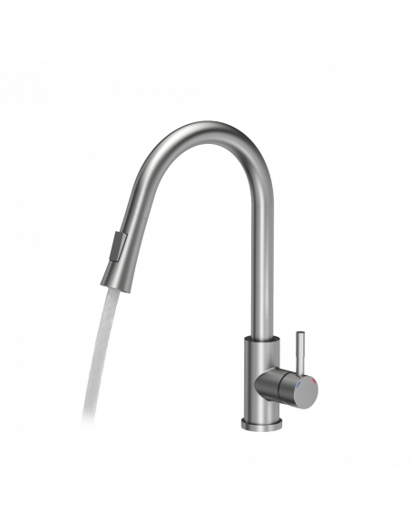 JULIA SteelQ Pull Out + Stream Change kitchen faucet steel
