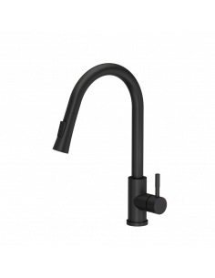 JULIA SteelQ Pull Out + Stream Change kitchen faucet pure carbon