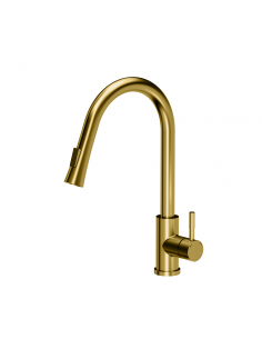 JULIA SteelQ Pull Out + Stream Change kitchen faucet PVD gold