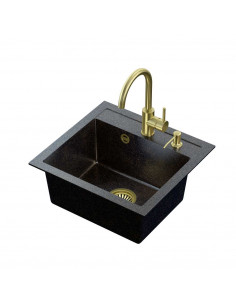 ART JOHNNY 110 Art Gold Black Pearl with manual siphon, mixer tap Naomi and dispenser - black pearl gold