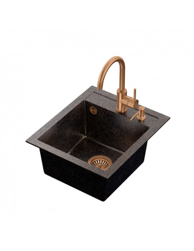 JOHNNY 100 Art Copper Black Pearl with manual siphon, mixer tap Naomi and dispenser - black pearl copper