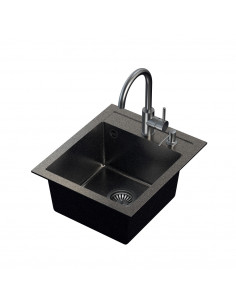 JOHNNY 100 Art Silver Black Pearl with manual siphon, mixer tap Naomi and dispenser - black pearl silver