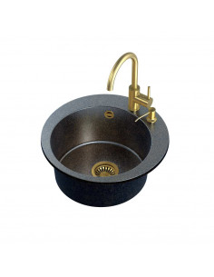 ART JAMES 210 (O51x20) Art Gold Black Pearl with manual siphon, mixer tap Naomi and dispenser - black pearl gold