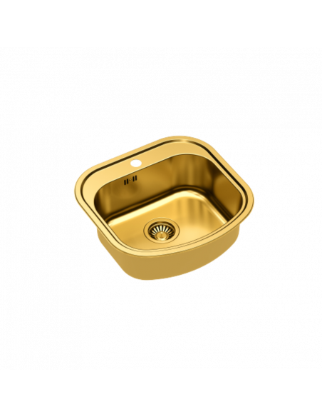 RAY 110 SteelQ 1-bowl sink with siphon PVD gold