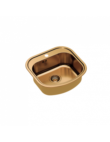 RAY 110 SteelQ PVD copper 1-bowl sink with siphon