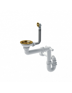 MANUAL SIPHON FOR GRANITAL SINKS Manual waste 3 1/2" with 1-bowl siphon, save space / gold nano PVD
