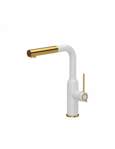 QUADRON ANGELINA Q LINE SteelQ kitchen faucet with pull-out spout / snow white mat / gold nano PVD