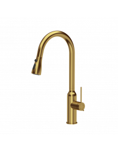 JESSICA Q LINE SteelQ kitchen faucet with pull-out spout and shower function / gold nano PVD