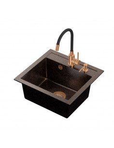 ART JOHNNY 110 Art Copper Black Pearl with manual siphon, mixer tap Maggie and dispenser - black pearl copper