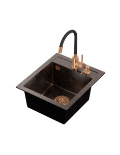 ART JOHNNY 100 Art Copper Black Pearl with manual siphon, mixer tap Maggie and dispenser - black pearl copper