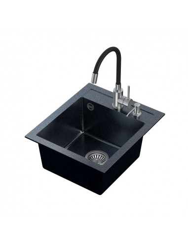 ART JOHNNY 100 Art Silver Black Pearl with manual siphon, mixer tap Maggie and dispenser - black pearl silver