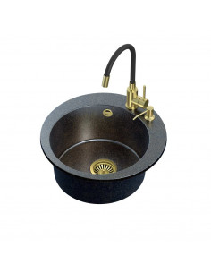 ART JAMES 210 (O51x20) Art Gold Black Pearl with manual siphon, mixer tap Maggie and dispenser - black pearl gold