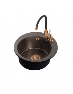 ART JAMES 210 (O51x20) Art Copper Black Pearl with manual siphon, mixer tap Maggie PVD and dispenser - black pearl copper