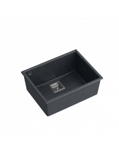DAVID 50 1-bowl undermount sink with square waste + save space siphon / black diamond / steel elements
