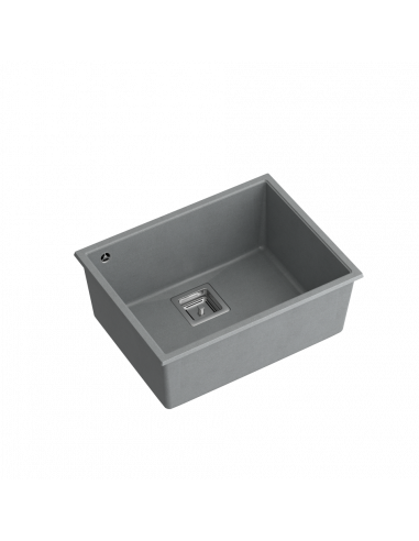 DAVID 50 1-bowl undermount sink with square waste + save space siphon / silver stone / steel elements
