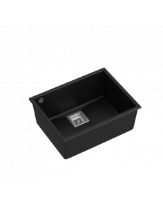 DAVID 50 1-bowl undermount sink with square waste + save space siphon / pure carbon / steel elements