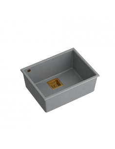 DAVID 50 + nano PVD 1-bowl undermount sink with square waste + save space siphon PVD colour / silver stone / copper elements