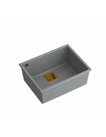 DAVID 50 + nano PVD 1-bowl undermount sink with square waste + save space siphon PVD colour / silver stone / copper elements