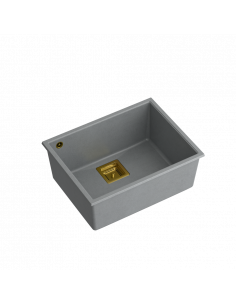 DAVID 50 + nano PVD 1-bowl undermount sink with square waste + save space siphon PVD colour / silver stone / gold elements