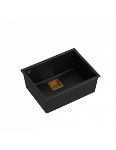 DAVID 50 + nano PVD 1-bowl undermount sink with square waste + save space siphon PVD colour / pure carbon / copper elements