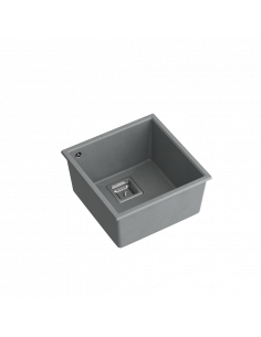 DAVID 40 1-bowl undermount sink with square waste + save space siphon / silver stone / steel elements